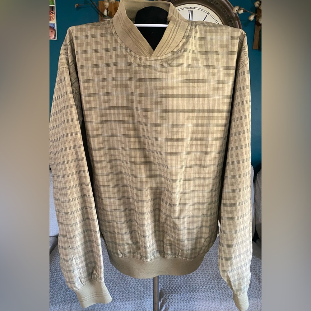Perry Ellis Beige Plaid Men's Sweater